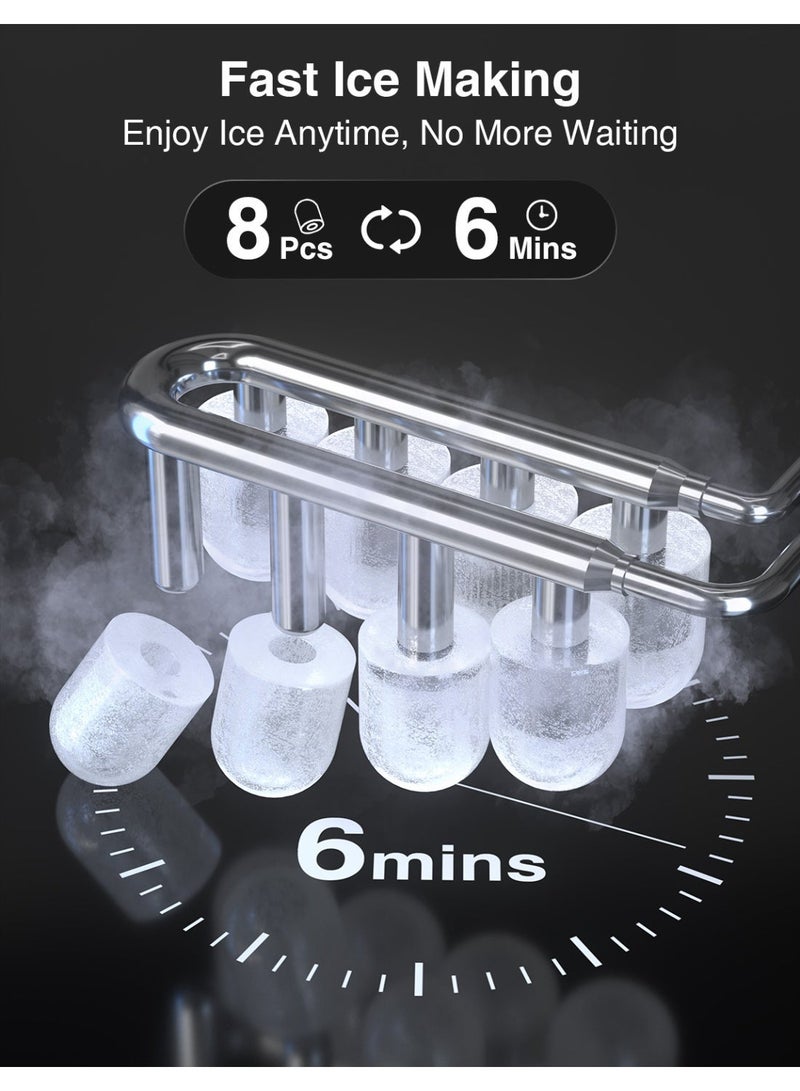 Crownful Ice Maker Countertop, Mini Portable Ice Machine, 8 Bullet Ice in 6 Mins, 12KG/Day, 2 Ice Sizes, Self-Cleaning, Energy Saving, Compact for Small Space, Kitchen, Office, RV, Party - Image 2